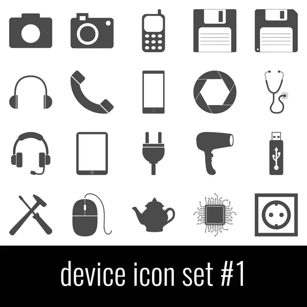 Dispositivo. Conjunto de iconos 1. Iconos grises sobre fondo blanco . — Vector de stock