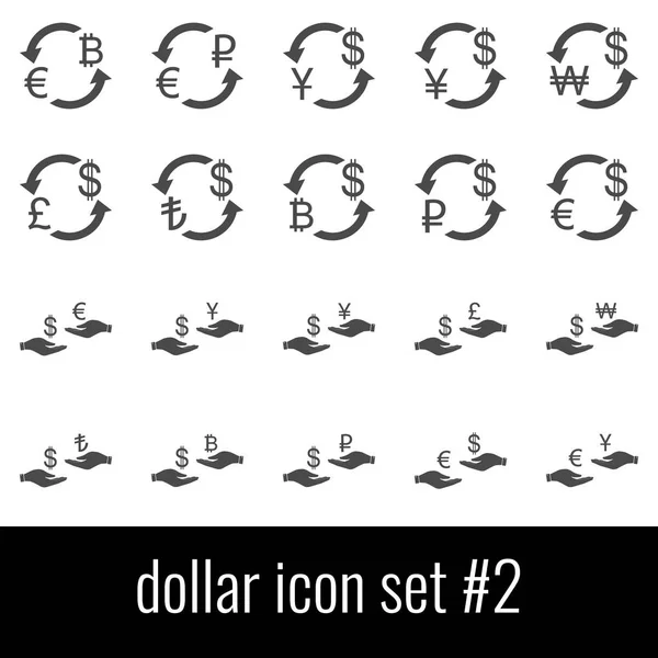 Un dólar. Set de iconos 2. Iconos grises sobre fondo blanco . — Vector de stock