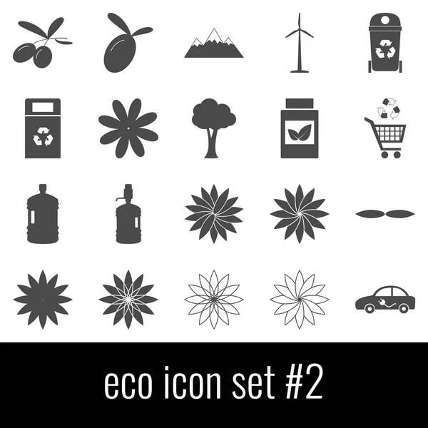 Eco. Set de iconos 2. Iconos grises sobre fondo blanco . — Vector de stock