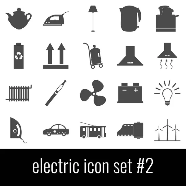Eléctrico. Set de iconos 2. Iconos grises sobre fondo blanco . — Vector de stock