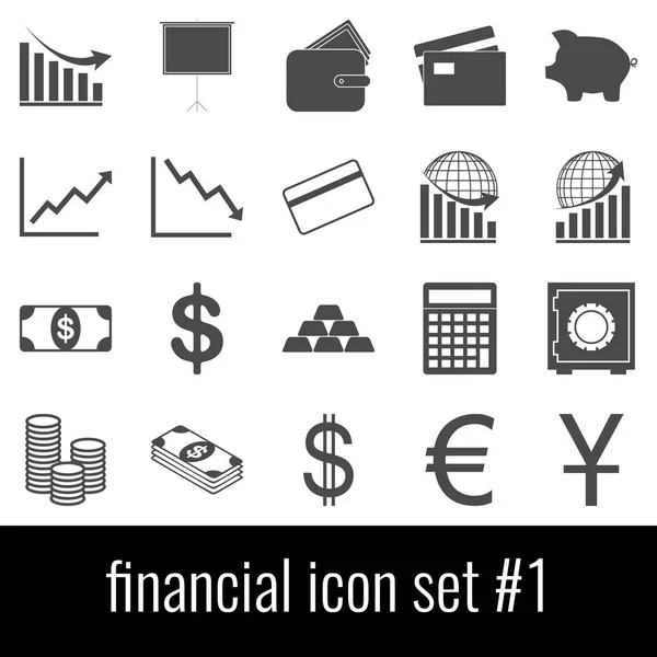 Financiero. Conjunto de iconos 1. Iconos grises sobre fondo blanco . — Vector de stock