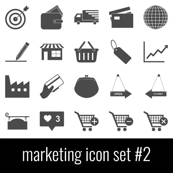 Marketing. Icon set 2. Gray icons on white background. — Stock Vector