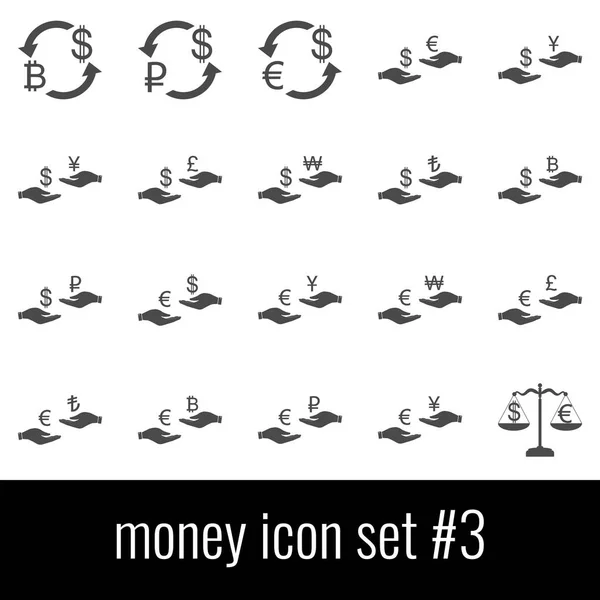 Dinero. Set de iconos 3. Iconos grises sobre fondo blanco . — Vector de stock