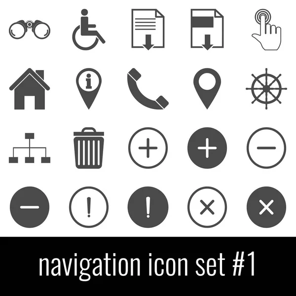 Navegación. Conjunto de iconos 1. Iconos grises sobre fondo blanco . — Vector de stock