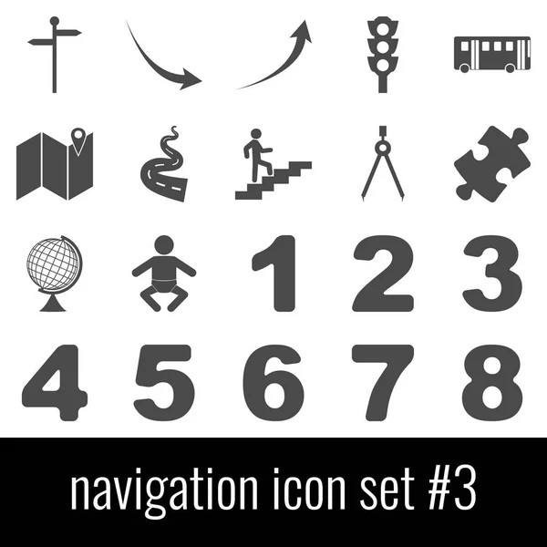 Navigatie. De pictogrammenset 3. Grijze pictogrammen op witte achtergrond. — Stockvector