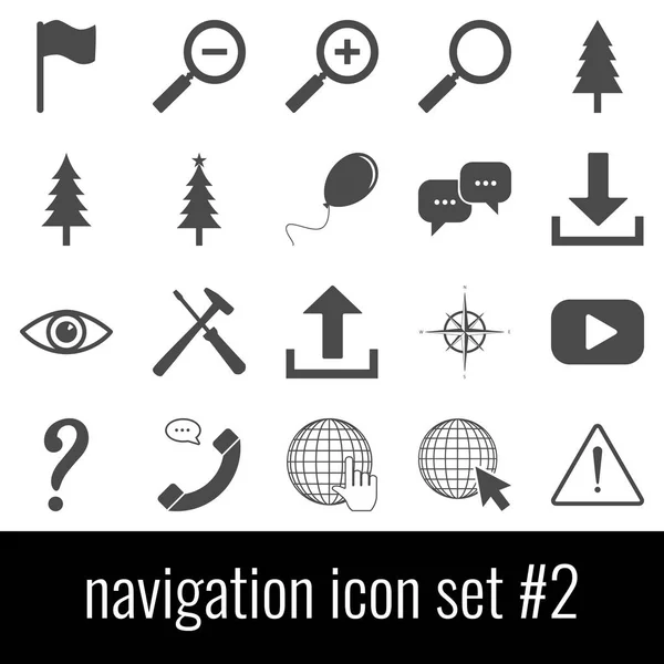 Navegación. Set de iconos 2. Iconos grises sobre fondo blanco . — Vector de stock