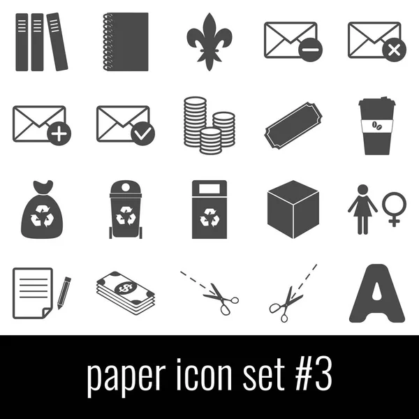 Papel. Set de iconos 3. Iconos grises sobre fondo blanco . — Vector de stock