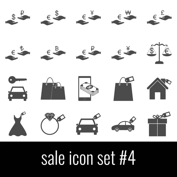 Venta. Set de iconos 4. Iconos grises sobre fondo blanco . — Vector de stock