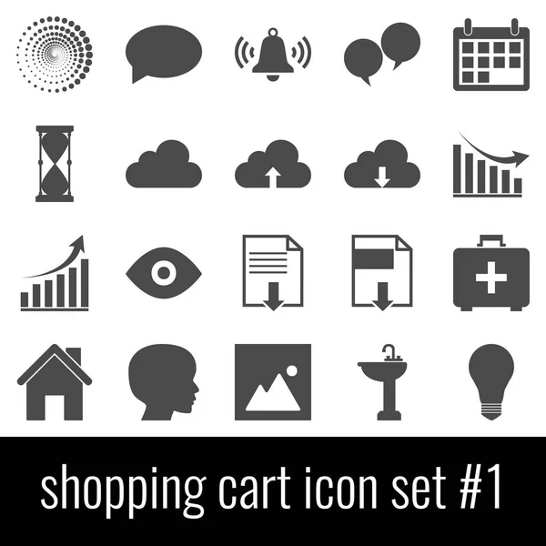Uw winkelwagen. Pictogrammenset 1. Grijze pictogrammen op witte achtergrond. — Stockvector