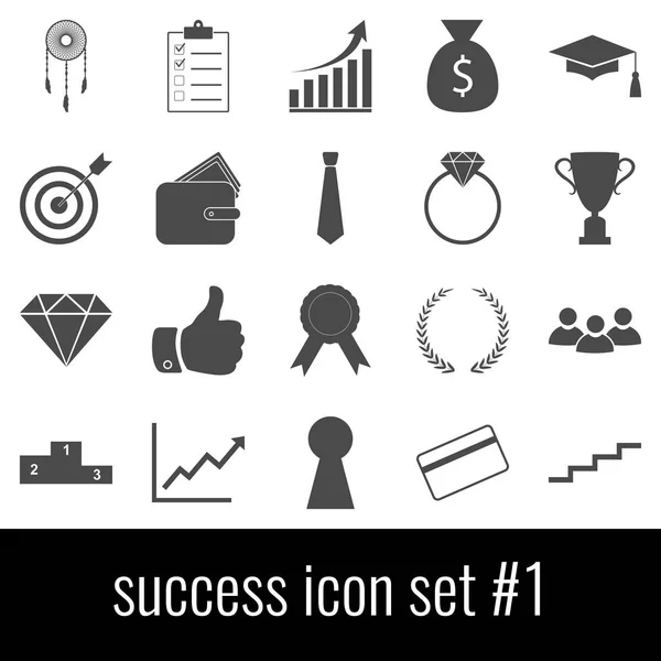 Success. Icon set 1. Gray icons on white background.