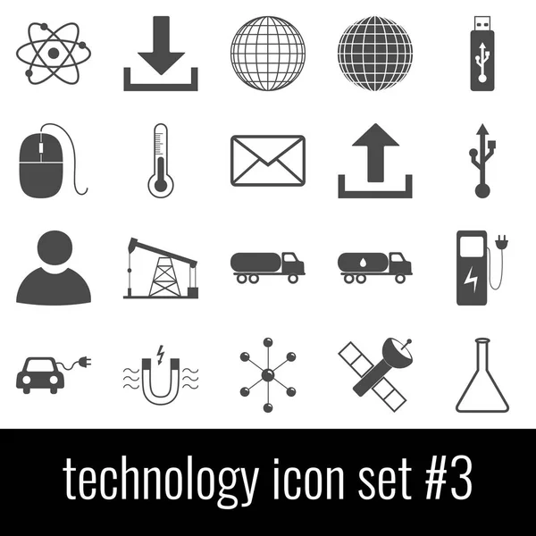Tecnologia. Conjunto de ícones 3. Ícones cinza no fundo branco . —  Vetores de Stock
