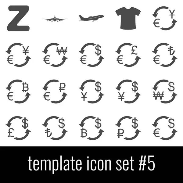 Şablon. 5 simge seti. Beyaz arka planda gri simgeleri.