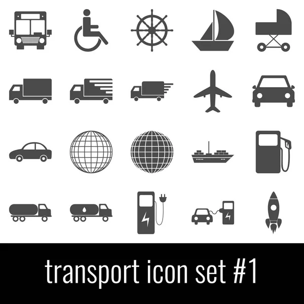 Transporte. Conjunto de iconos 1. Iconos grises sobre fondo blanco . — Vector de stock