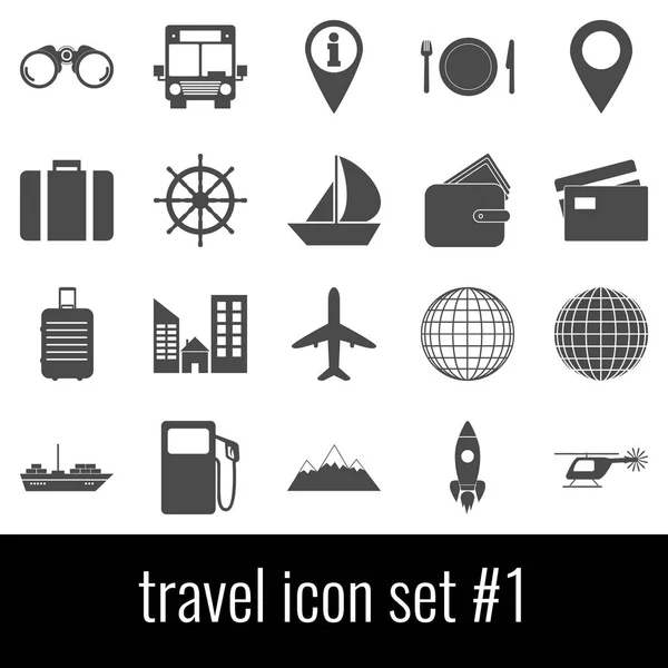 Viajar. Conjunto de ícones 1. Ícones cinza no fundo branco . —  Vetores de Stock