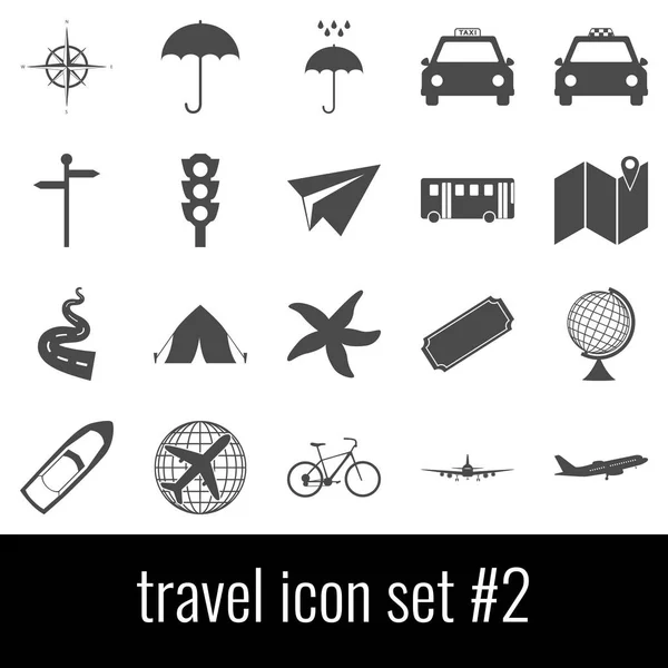 Viajar. Conjunto de ícones 2. Ícones cinza no fundo branco . —  Vetores de Stock