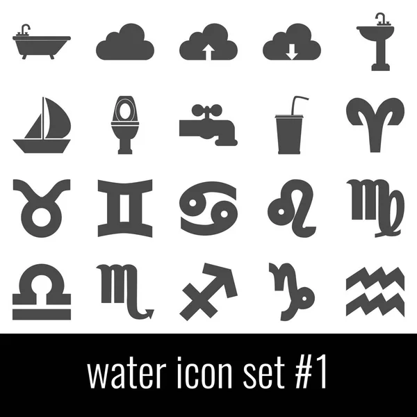 Воды. Набор значков 1. Серые иконки на белом фоне . — стоковый вектор