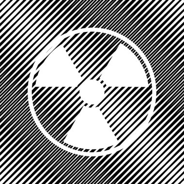 Radyasyon yuvarlak işareti. Vektör. Simge. Hareli arka plan delik.