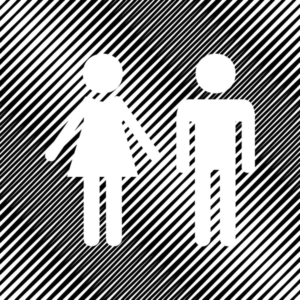 男性と女性のサイン。ベクトル。アイコン。モアレの背景の穴. — ストックベクタ