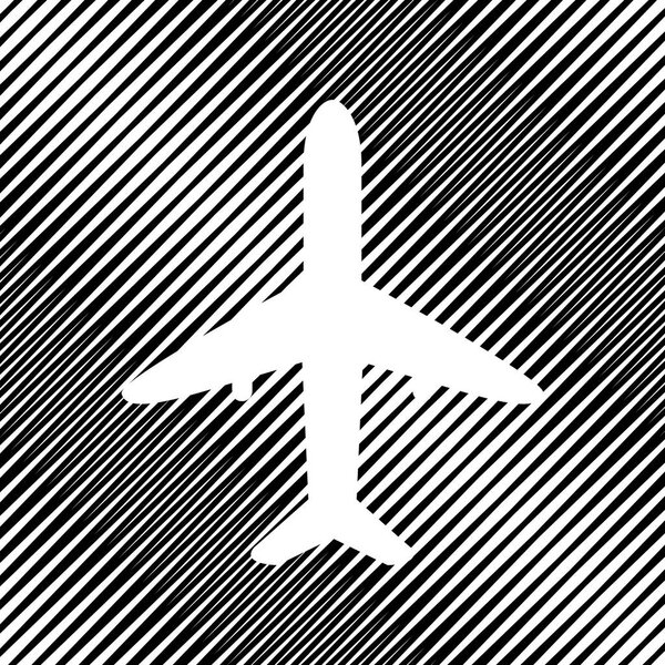 Airplane sign illustration. Vector. Icon. Hole in moire backgrou
