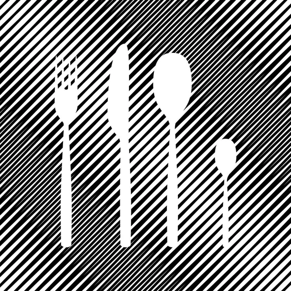 Cuchara de tenedor y cuchillo. Vector. Icono. Agujero en moire backgroun — Vector de stock