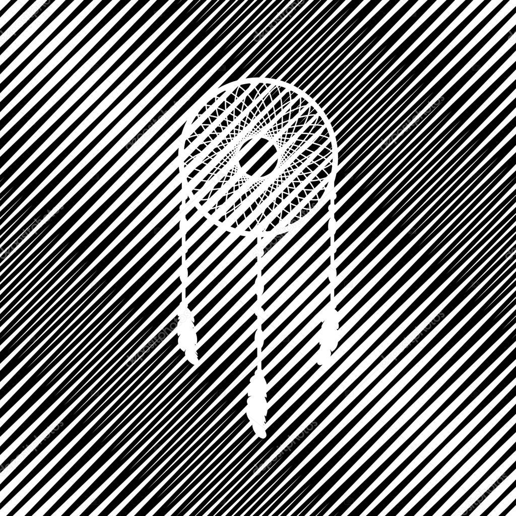 Dream catcher sign. Vector. Icon. Hole in moire background.