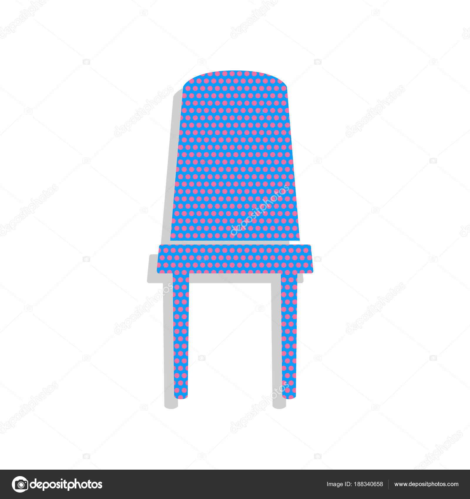 Office Chair Sign Vector Neon Blue Icon With Cyclamen Polka Do