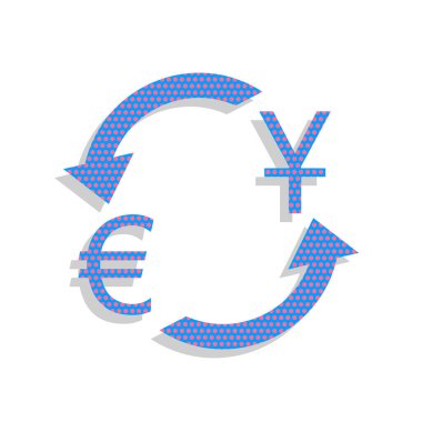 Döviz Alım Satım işareti. Dolar ve Euro. Vektör. Neon mavi kutsal kişilerin resmi 