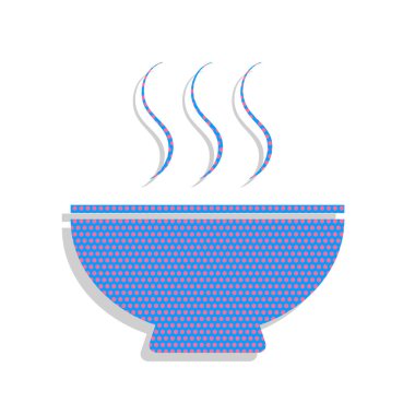 Çorba işareti. Vektör. Siklamen lekeli esen ile Neon mavi simge