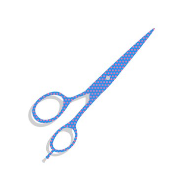 Saç kesme makası imzala. Vektör. Siklamen ile Neon mavi simge