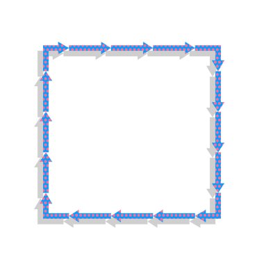 Bir kare şekli üzerindeki oku. Vektör. Siklamen po ile Neon mavi simge