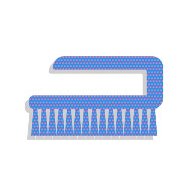 Temizlik fırça hijyen aracı oturum. Vektör. Cy ile Neon mavi simge