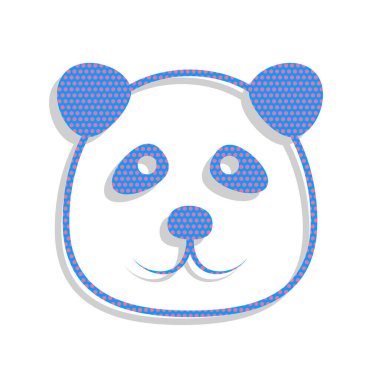 Panda illüstrasyon işareti. Vektör. Siklamen po ile Neon mavi simge