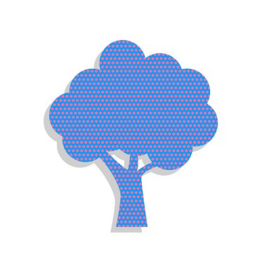 Ağaç simgesi. Vektör. Siklamen lekeli esen ile Neon mavi simge