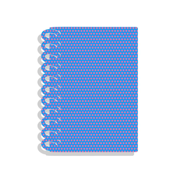 Señal simple de cuaderno. Vector. Icono azul neón con polka de ciclamen — Vector de stock