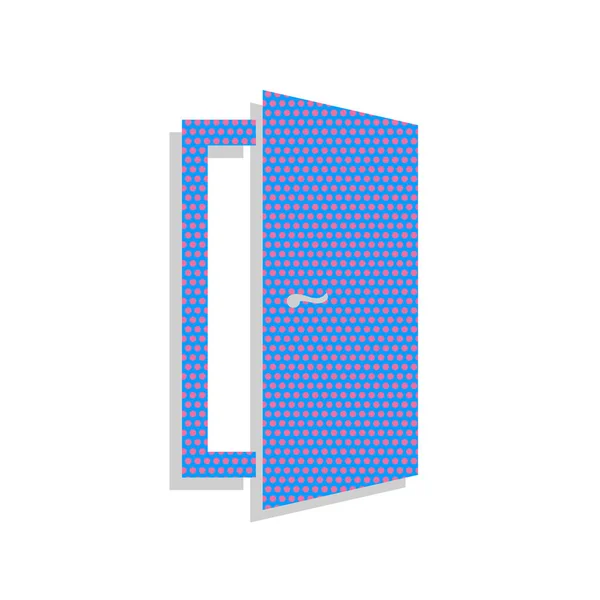 Dörr tecken illustration. Vektor. Neon Blå ikon med cyklamen pol — Stock vektor