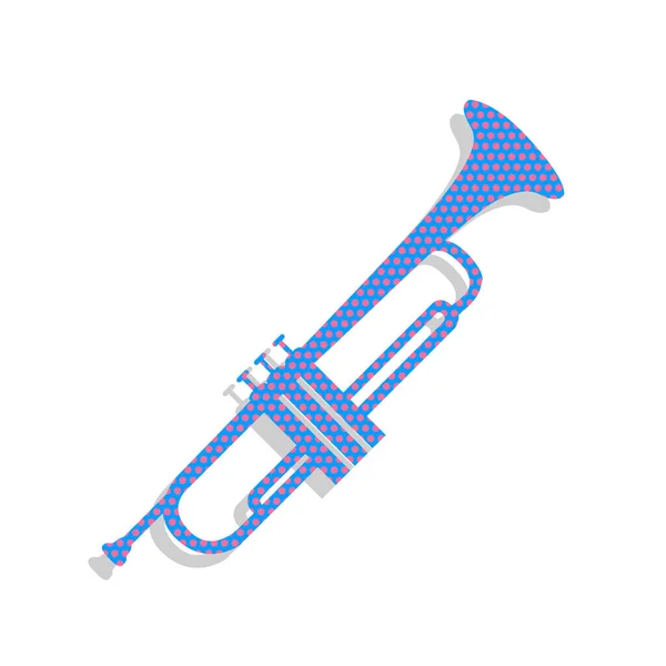 Instrumento musical Signo de trompeta. Vector. Icono azul neón con cyc — Vector de stock