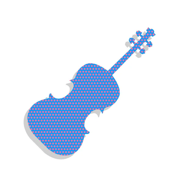Violin sign illustration. Vector. Neon blue icon with cyclamen p — Stock Vector