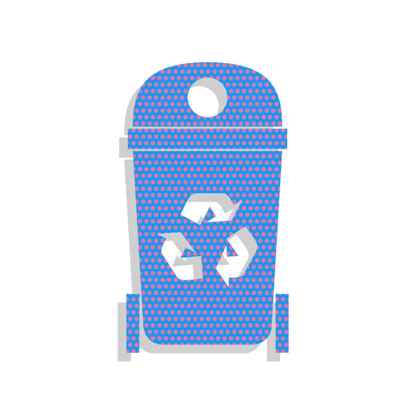 휴지통 표시 그림입니다. 벡터입니다. 시 클 라 멘와 블루 네온 아이콘 — 스톡 벡터