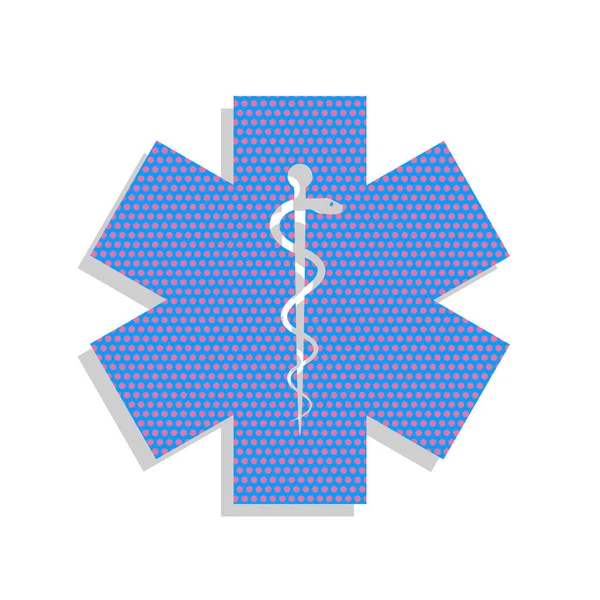 Medical symbol of the Emergency or Star of Life. Vector. Neon bl — Stock Vector