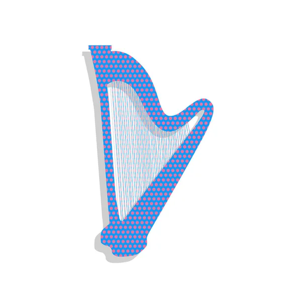 Μουσικό όργανο άρπα σημάδι. Διάνυσμα. Neon μπλε εικονίδιο με cyclam — Διανυσματικό Αρχείο