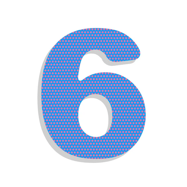 Numero 6 segno elemento modello di design. Vettore. Icona blu neon wi — Vettoriale Stock