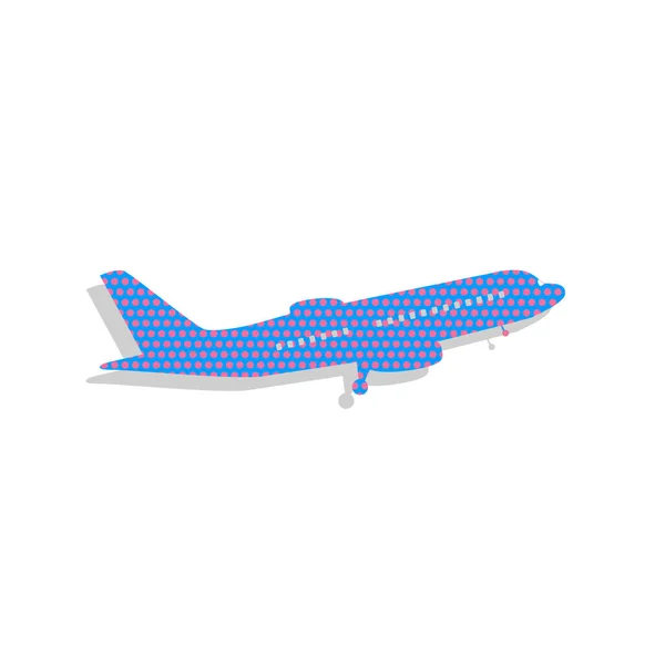 Panneau Avion Volant. Vue latérale. Vecteur. Icône bleu néon avec cyclam — Image vectorielle