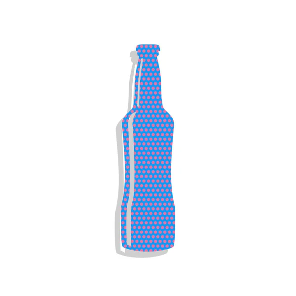 Bierflaschenschild. Vektor. neonblaues Symbol mit Cyclamen-Tupfen — Stockvektor