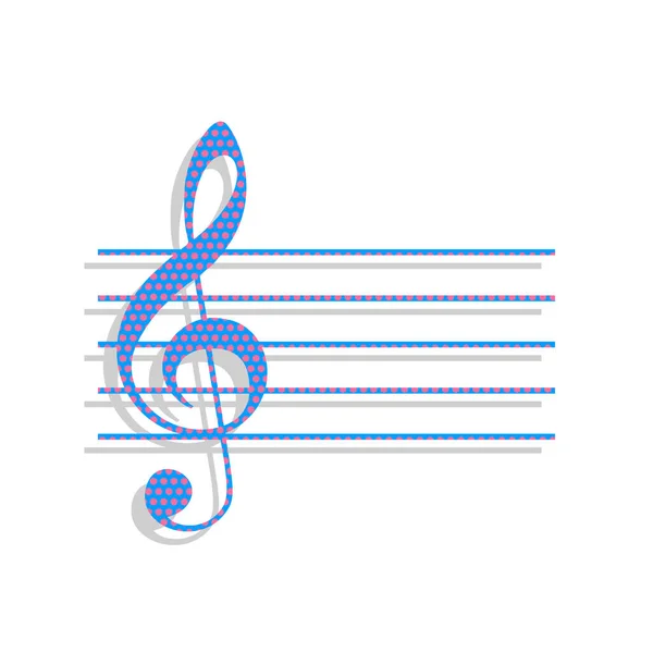 音楽ヴァイオリン記号記号。ト音記号。ベクトル。シクラメンとネオン青いアイコン — ストックベクタ