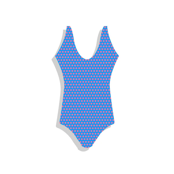 Señal de traje de baño para mujeres. Vector. Icono azul neón con ciclamen polk — Archivo Imágenes Vectoriales
