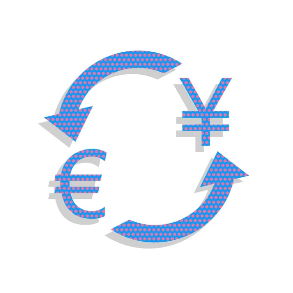 Valutaväxling, sign. Euron och Japan Yen. Vektor. Neon blå ic — Stock vektor