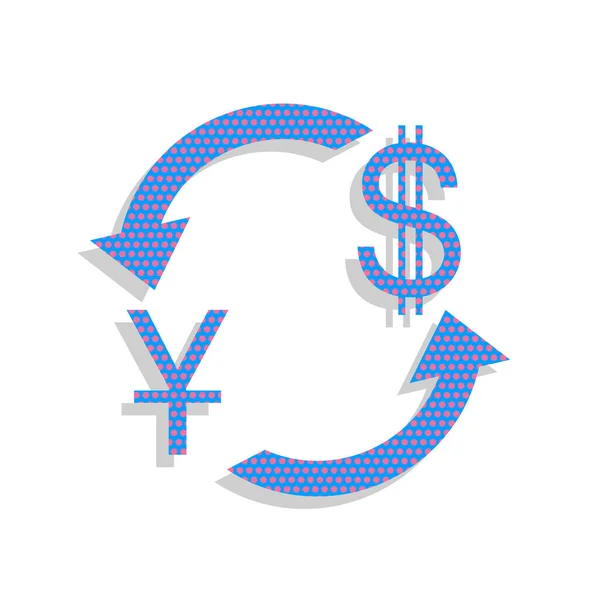 Знак обмена валюты. Китайский юань и американский доллар. Вектор. Неон b — стоковый вектор