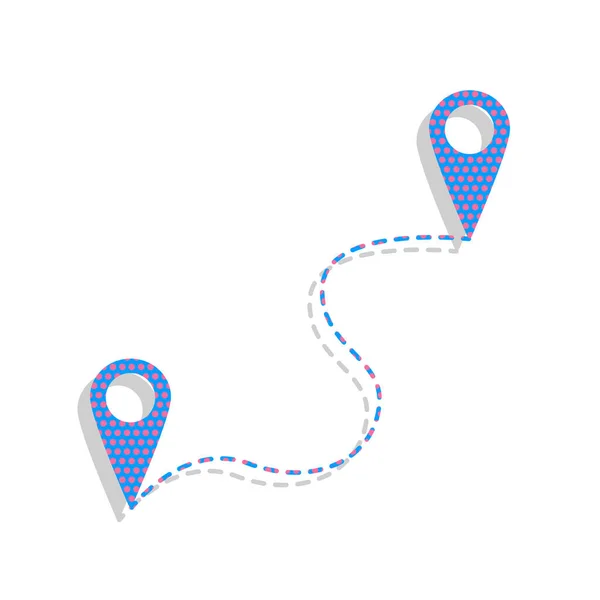 Mapa de navegación de pines de ubicación, señal de GPS. Vector. Icono azul neón wi — Archivo Imágenes Vectoriales