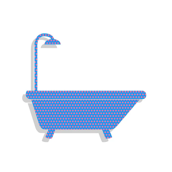Знак ванны. Вектор. Неоновая голубая икона с цикламенами польки точек па — стоковый вектор