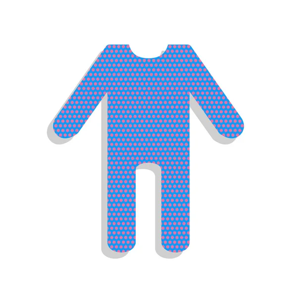 Babybekleidungszeichen. Vektor. neonblaue Ikone mit Cyclamen-Polka — Stockvektor